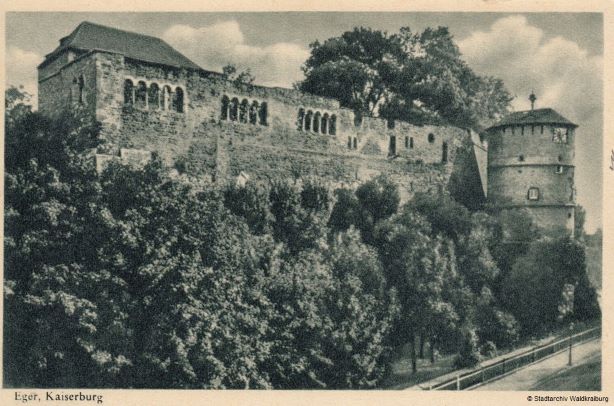 Ansichtskarte der Ruine der Egerer Burg 