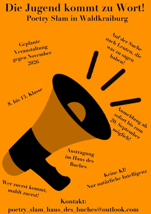 Aufruf an junge Leute zum Poetry Slam in der Stadtbücherei Aufruf an junge Leute zum Poetry Slam in der Stadtbücherei