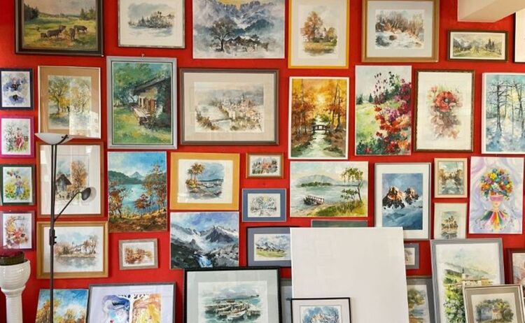 Im Atelier von Horst Preibisch, © Stadtmuseum Waldkraiburg 2025: Zum Vergrößern auf Bild klicken