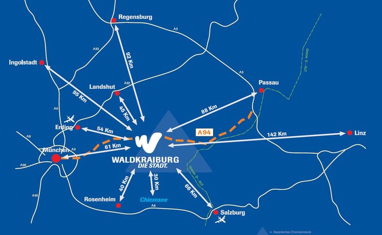 Skizzenkarte Stadt Waldkraiburg: Zum Vergrößern auf Bild klicken