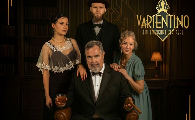 Szenenfoto mit verschiedenen Personen im Stil der zwanziger Jahre